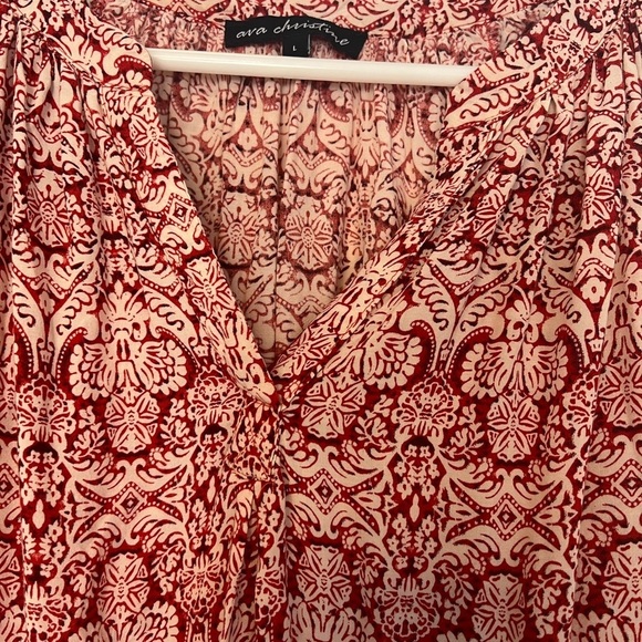 Ava Christine V-Neck Tunic Peasant Boho Flowy 3/4 Sleeve Multicolor Size Lg - Picture 11 of 14